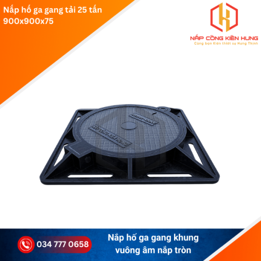 nắp hố ga gang 900x900 tải trọng 25 tấn