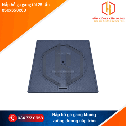 Nắp hố ga gang cầu 850×850 khung dương