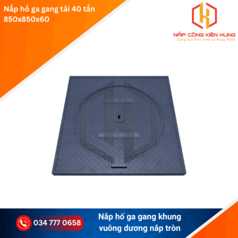 Nắp hố ga gang cầu 850×850 khung dương