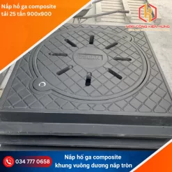 napcong.com - nắp hố ga composite 900x900 tải 12.5 tấn thoát nước